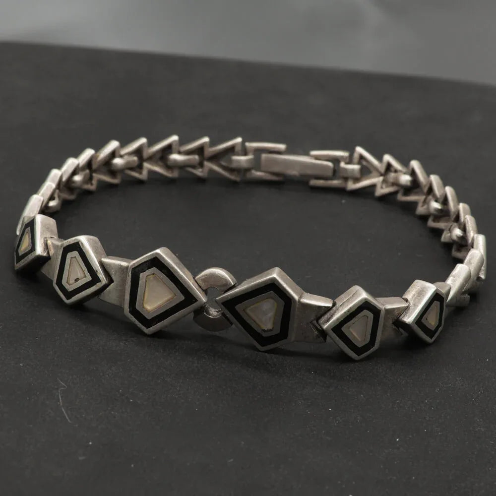925 Silber armband Abstrakte Dreiecke mit Perlmutt
