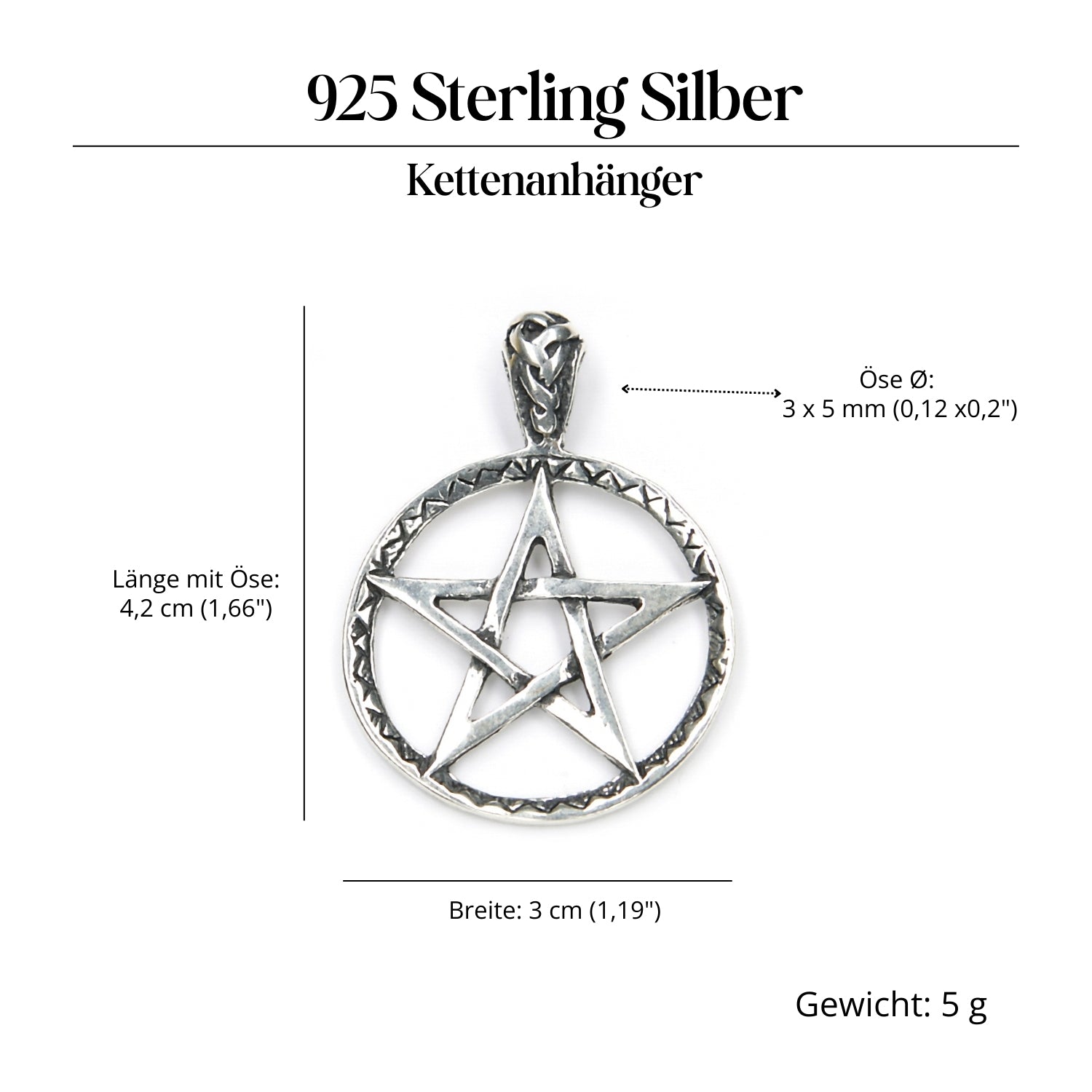 Pentagramm Amulett 925er Silber edler Anhänger Silberschmuck