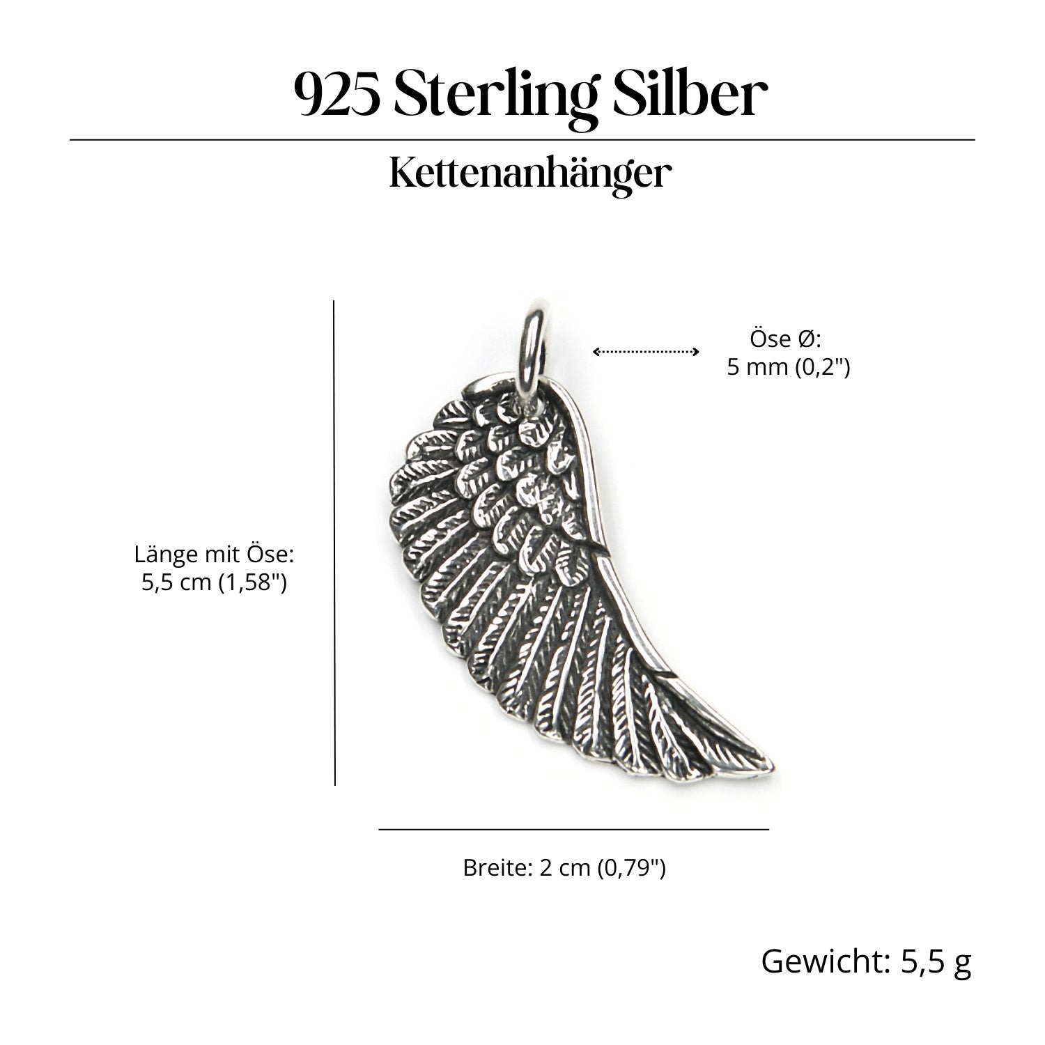 Flügel Amulett 925er Silber edler Anhänger Silberschmuck