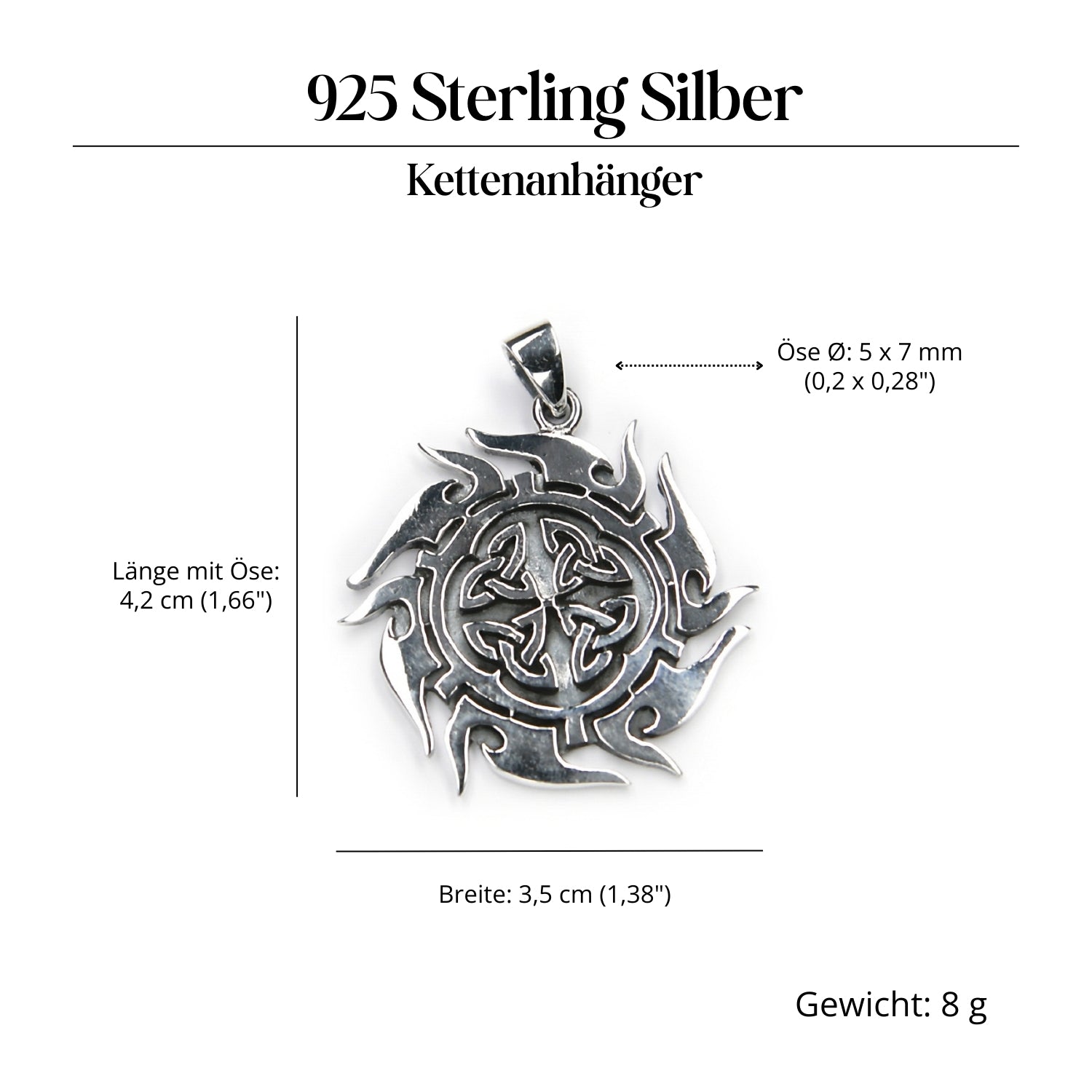 Sonne keltisch Amulett 925er Silber edler Anhänger Silberschmuck