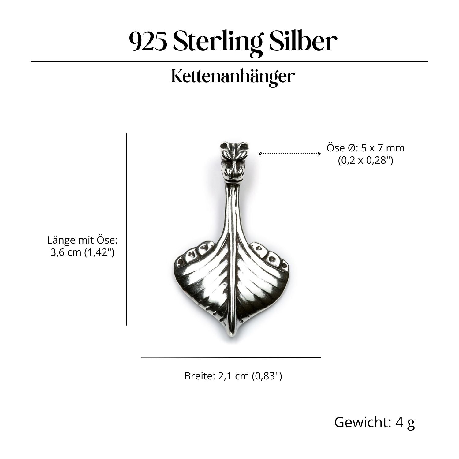 Drachenboot Silberanhänger ausgefallener Schmuck 925 Silber Kettenanhänger