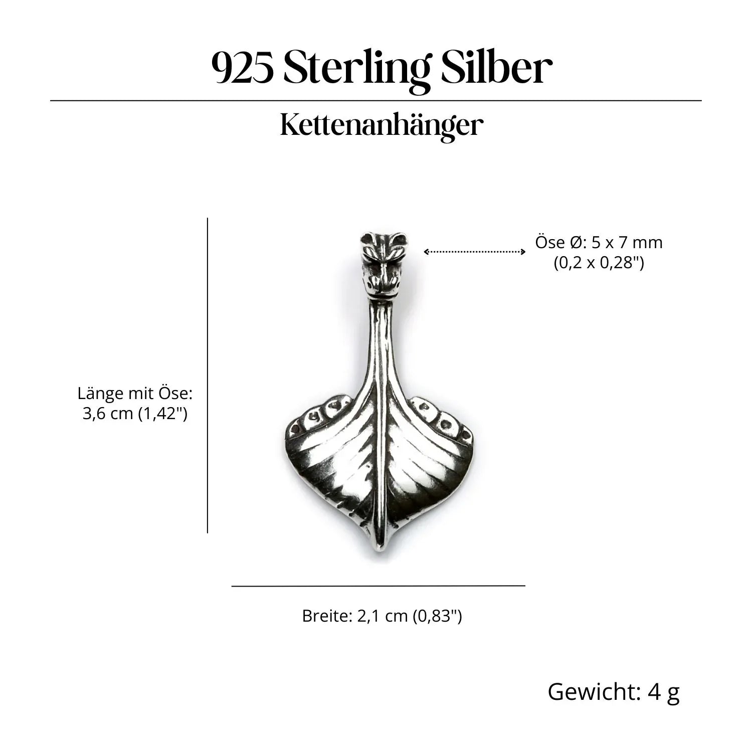 Drachenboot Silberanhänger ausgefallener Schmuck 925 Silber Kettenanhänger