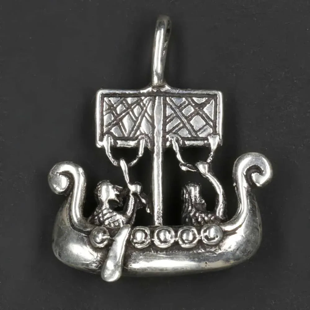 Wikingerboot 925 Silber Kettenanhänger ausgefallener Anhänger Drachenboot
