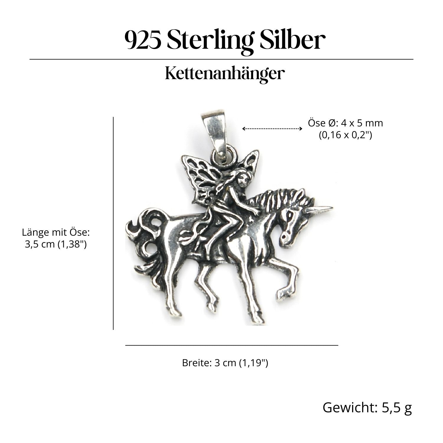Einhorn Silberanhänger ausgefallener Schmuck 925 Silber Kettenanhänger