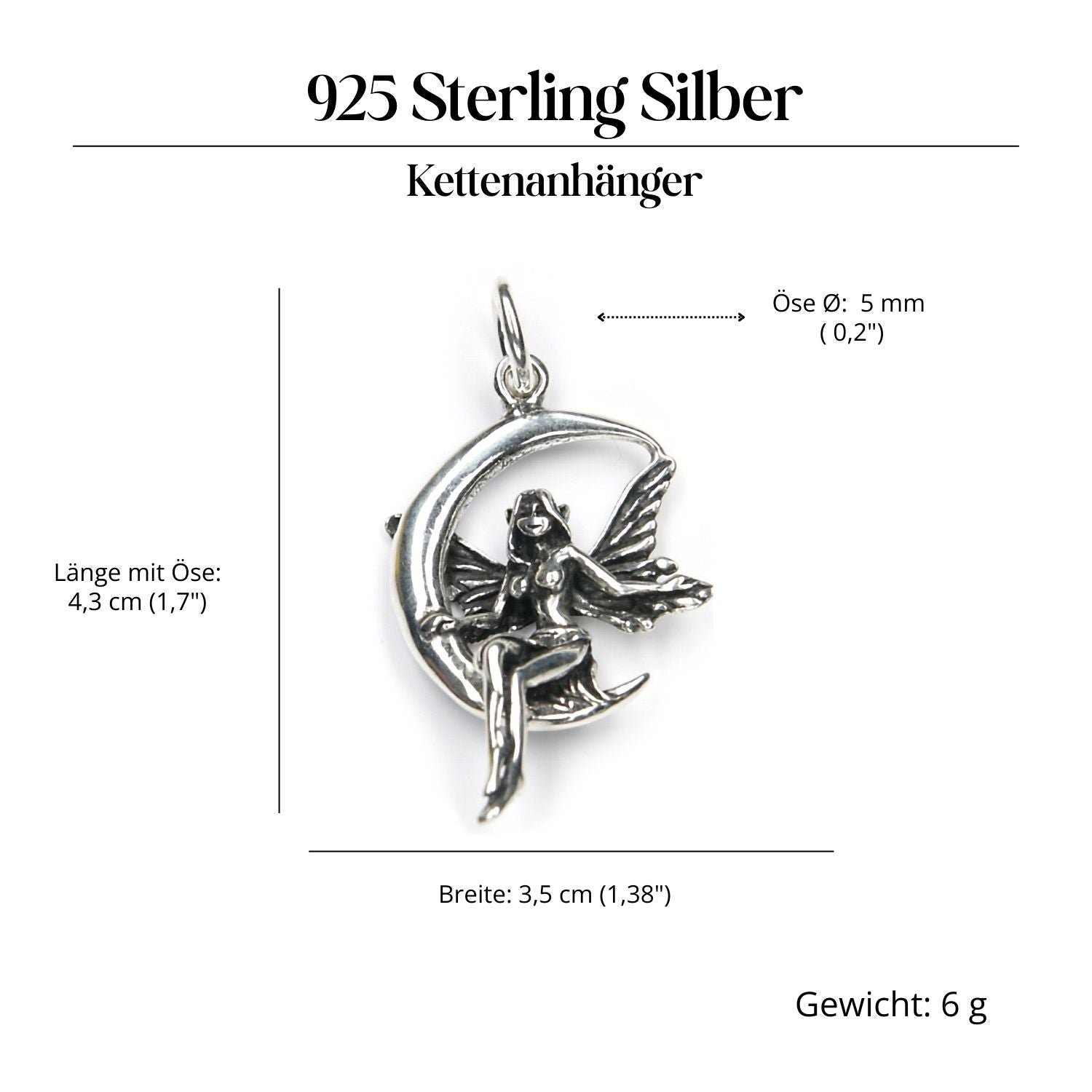 Elfe Silberanhänger ausgefallener Schmuck 925 Silber Kettenanhänger