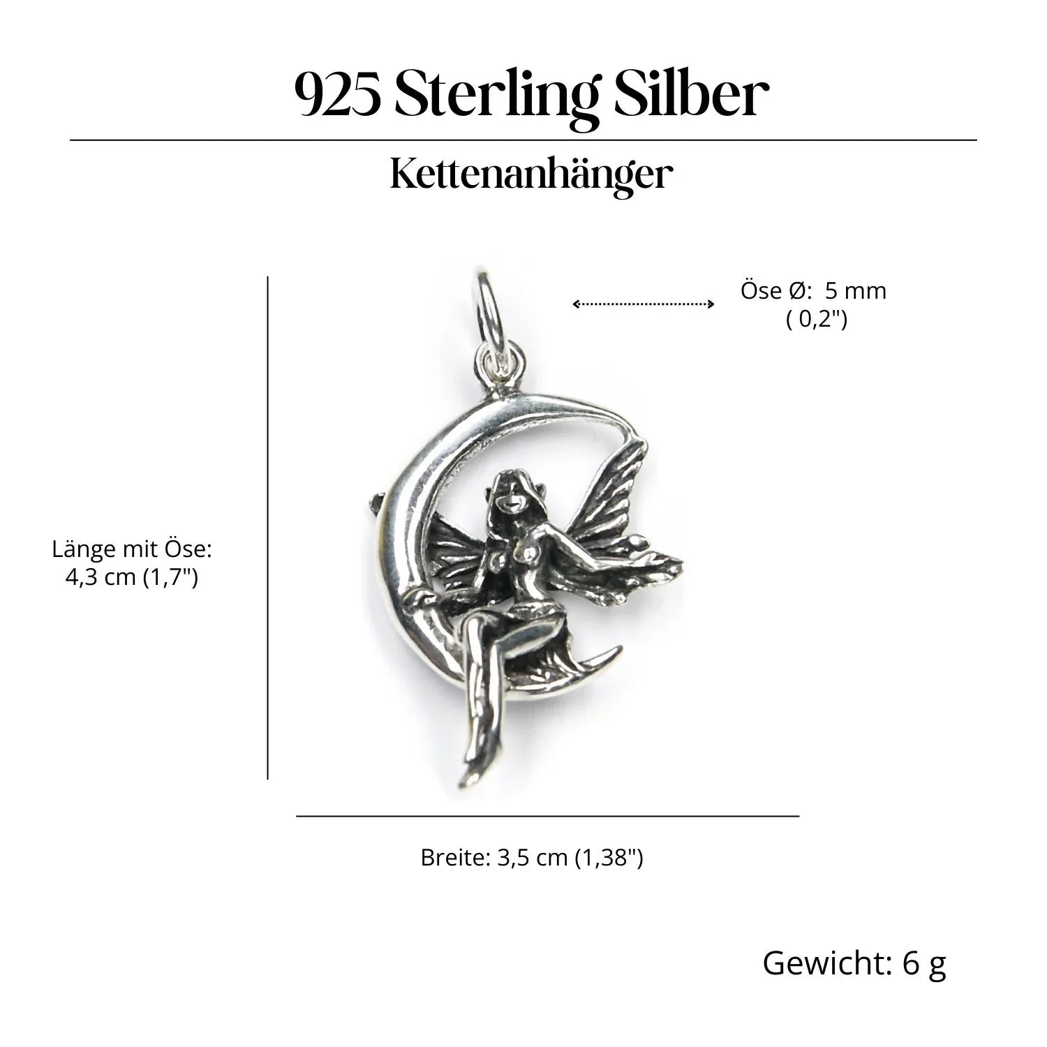 Elfe Silberanhänger ausgefallener Schmuck 925 Silber Kettenanhänger