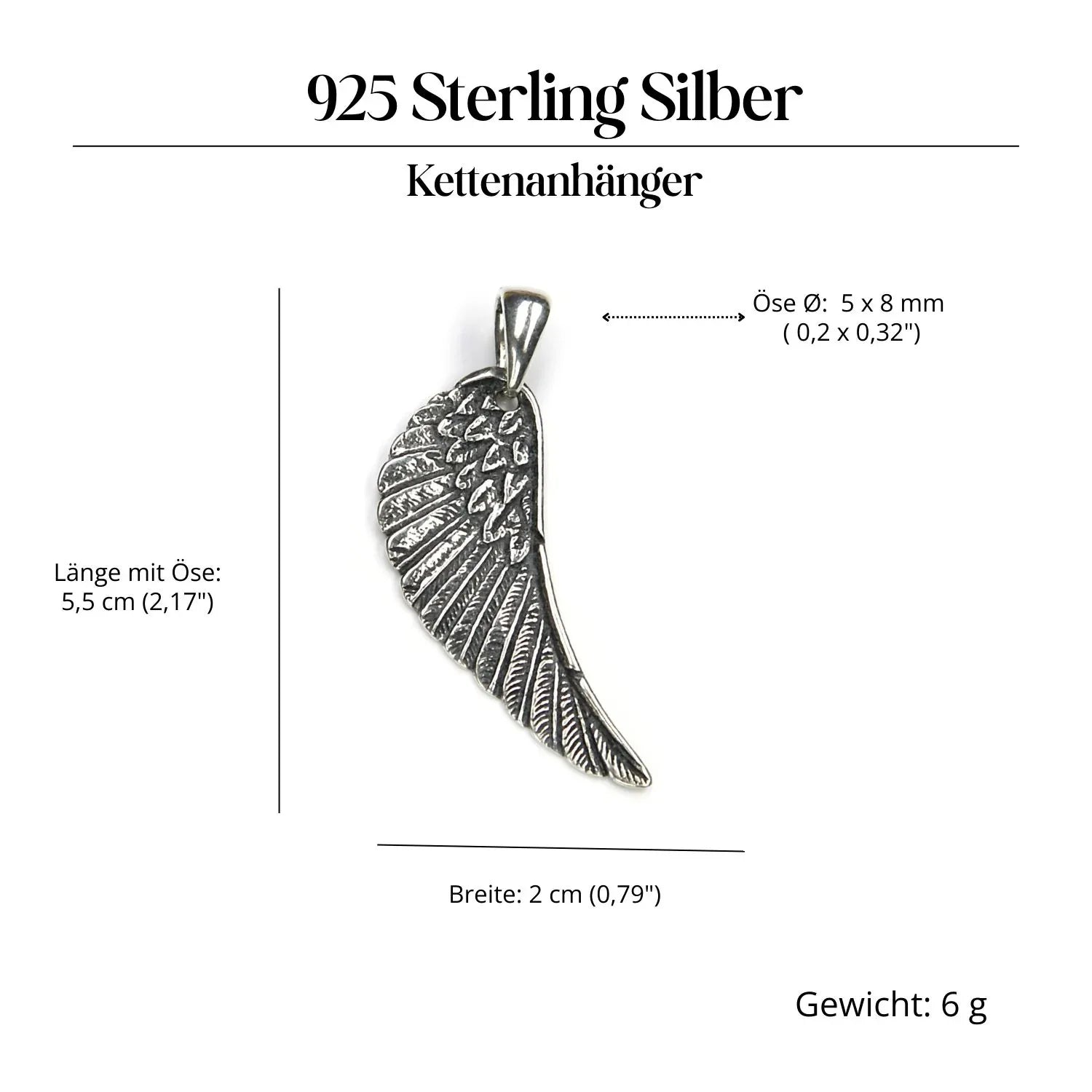Engelsflügel Silberanhänger ausgefallener Schmuck 925 Silber Kettenanhänger