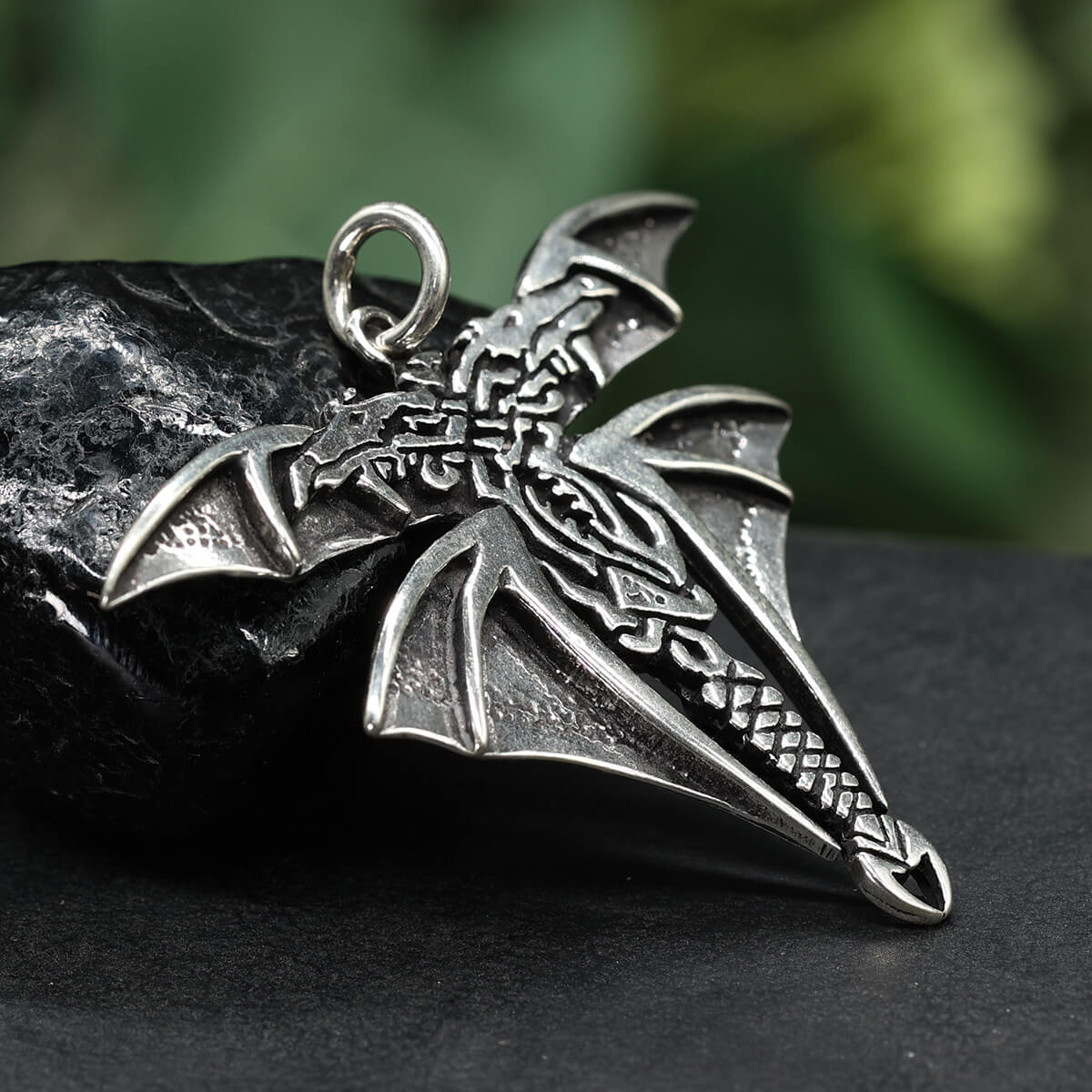 Silber Anhänger Sterlingsilber massiv 925 kämpfende Drachen