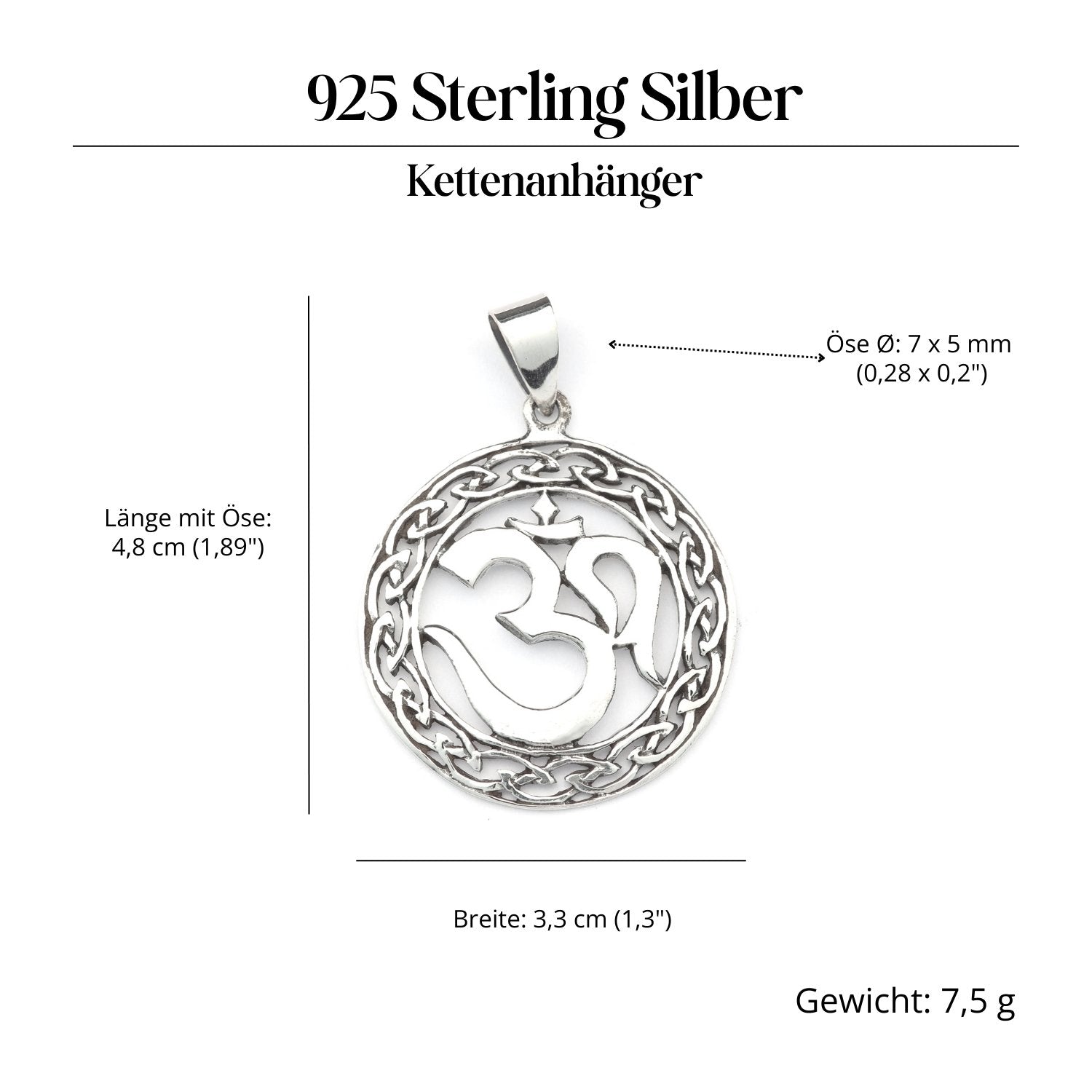 Om Schmuckanhänger 925-er Silber Amulett