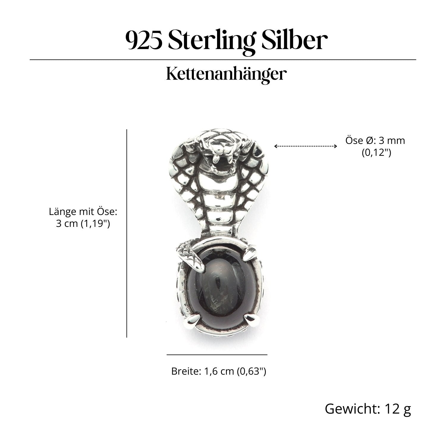 Cobra Schmuckanhänger 925-er Silber Amulett