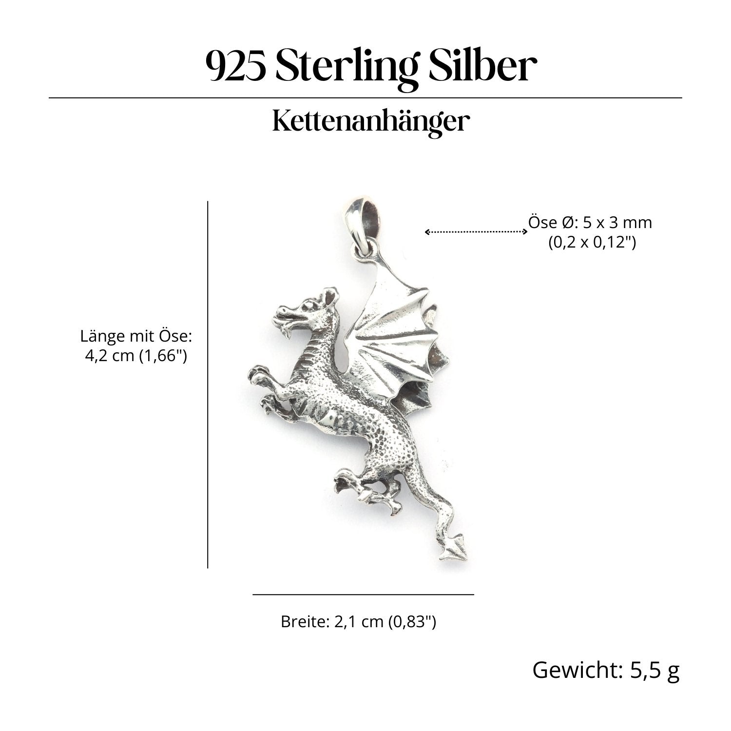 Welsh Drachen Schmuckanhänger 925-er Silber Amulett Wales