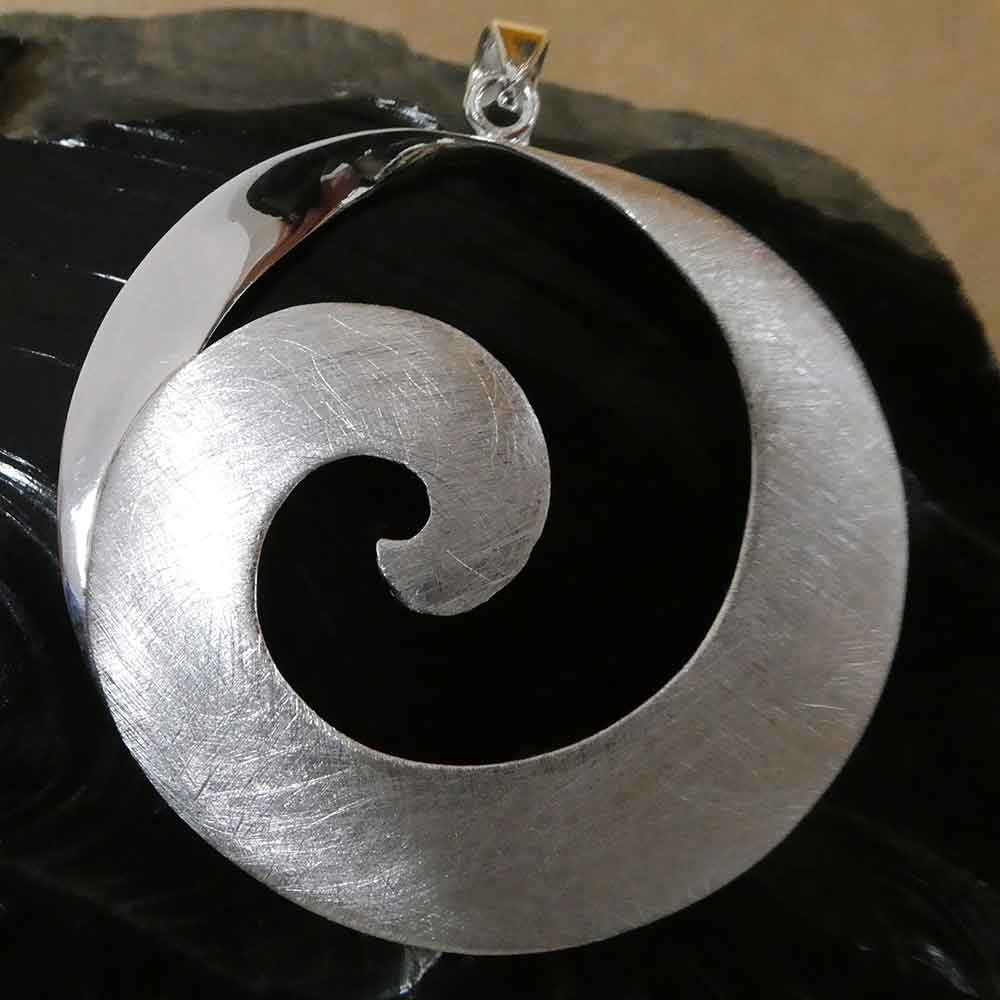Spiral matte jewelry 925 silver pendant