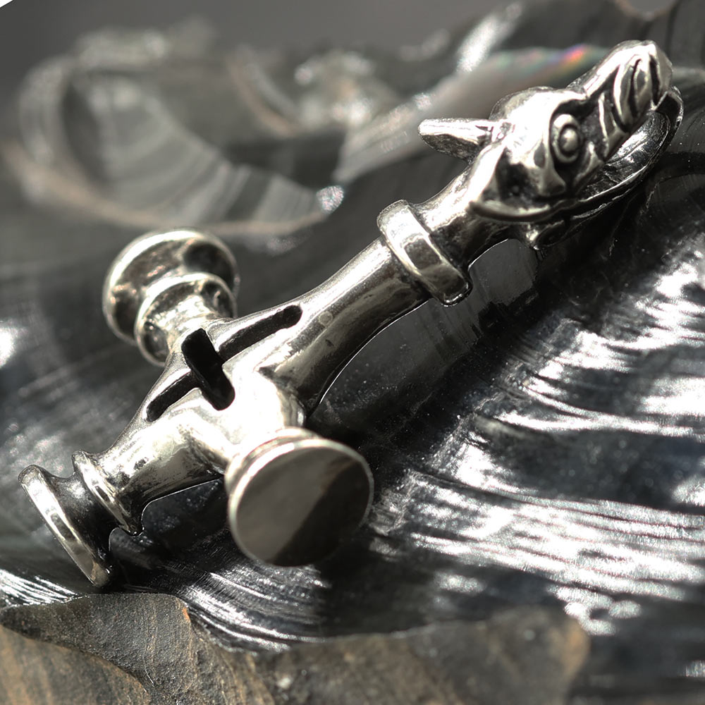 massives großes Wolfskreuz Sterlingsilber Schmuckanhänger 925 Silber