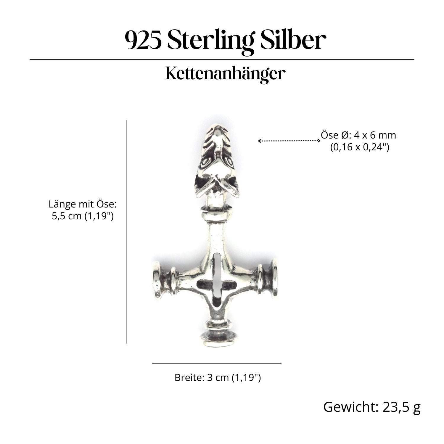Wolfskreuz Schmuckanhänger 925-er Silber Amulett