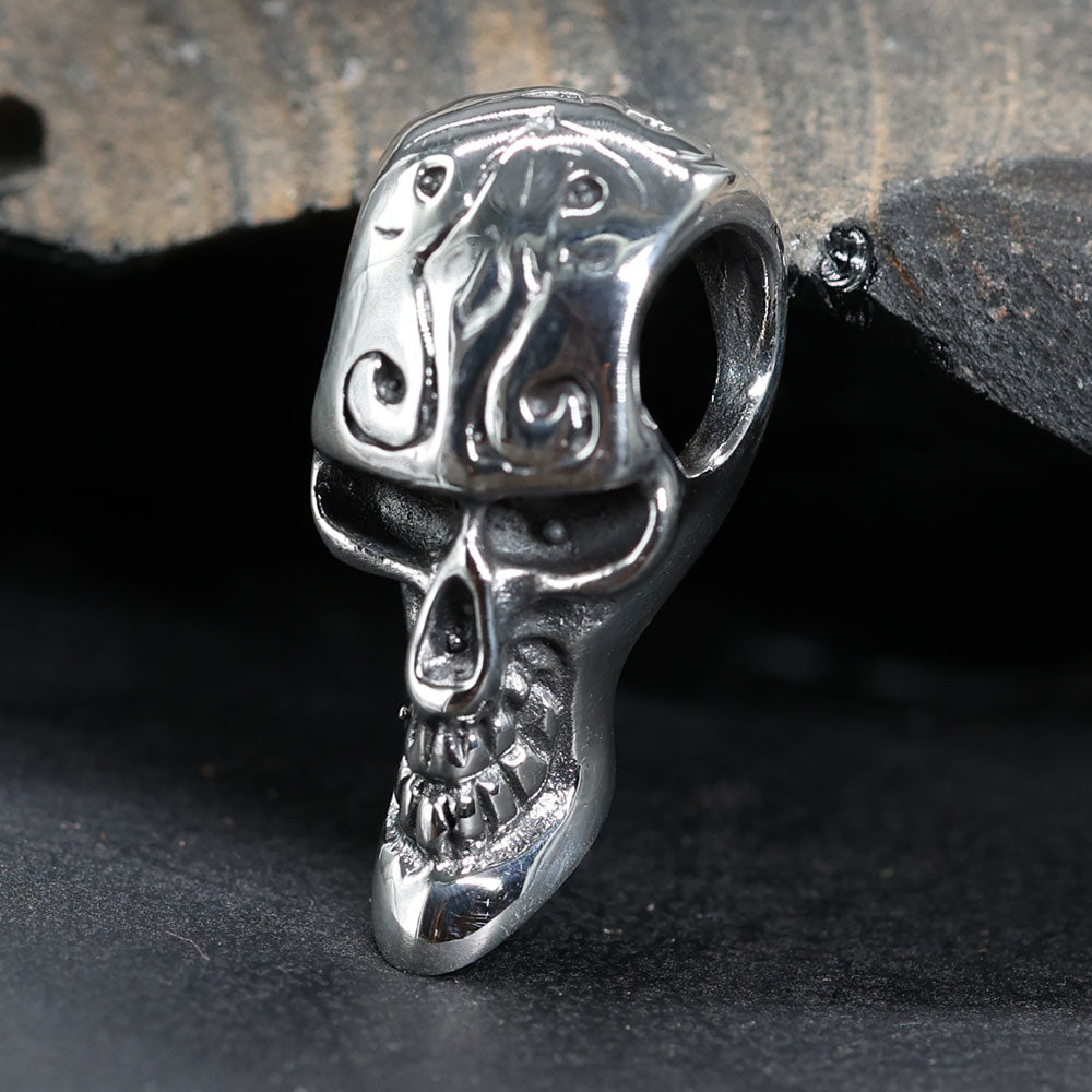 Ungewöhnlicher Skull Biker Anhänger massiv Silber