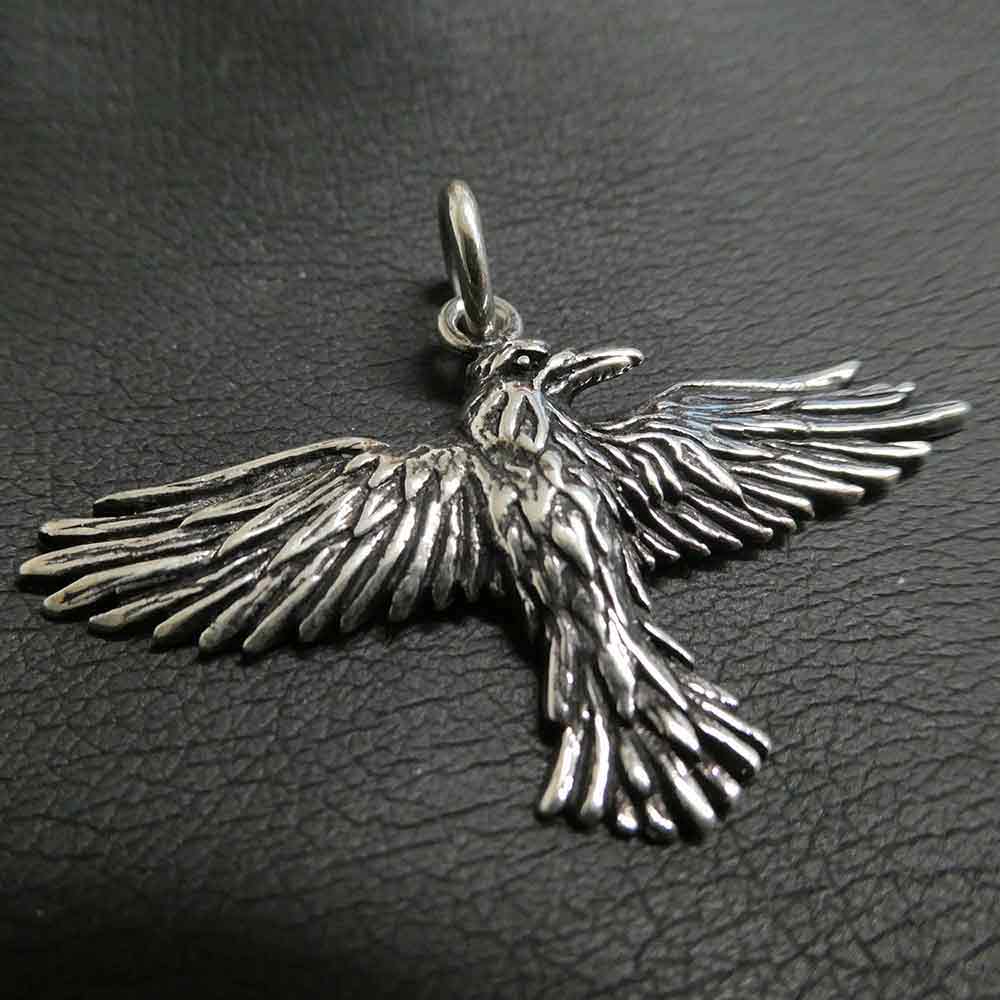 Wikinger Rabe ausgefallener Kettenanhänger 925 Sterling Silber