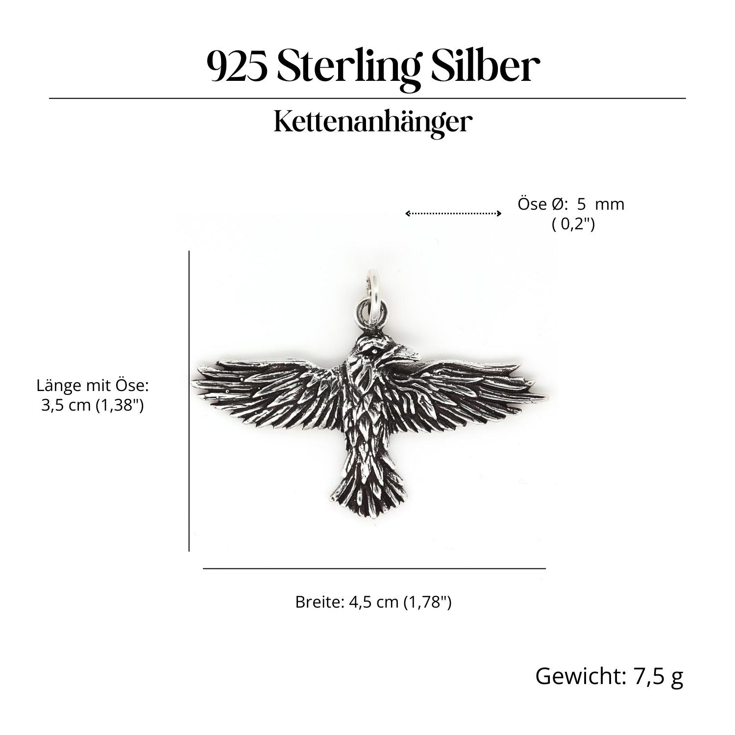 Rabe Silberanhänger ausgefallener Schmuck 925 Silber Kettenanhänger