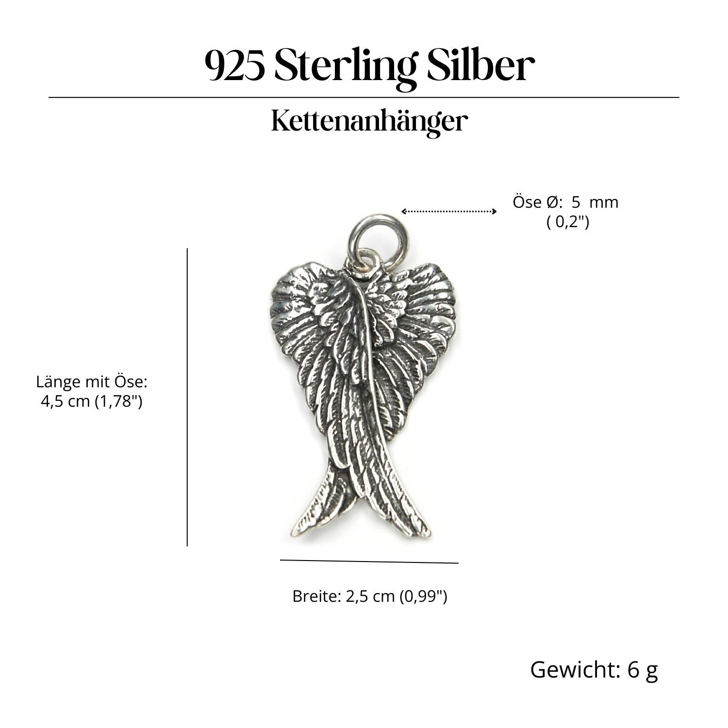 Flügel Silberanhänger ausgefallener Schmuck 925 Silber Kettenanhänger