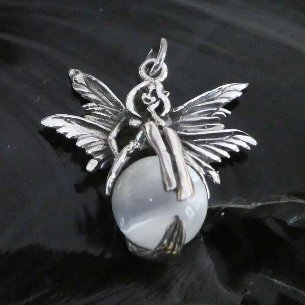 Elfe auf Kugel Silberschmuck Halskette