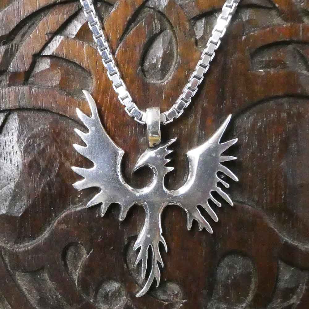 Phoenix Drachen Feuervogel Silberkette