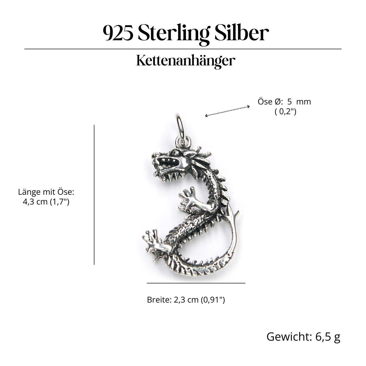 Drache Silberanhänger ausgefallener Schmuck 925 Silber Kettenanhänger