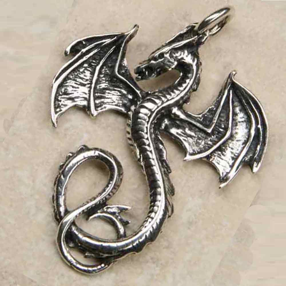 Drache Schmuck Anhänger Silber