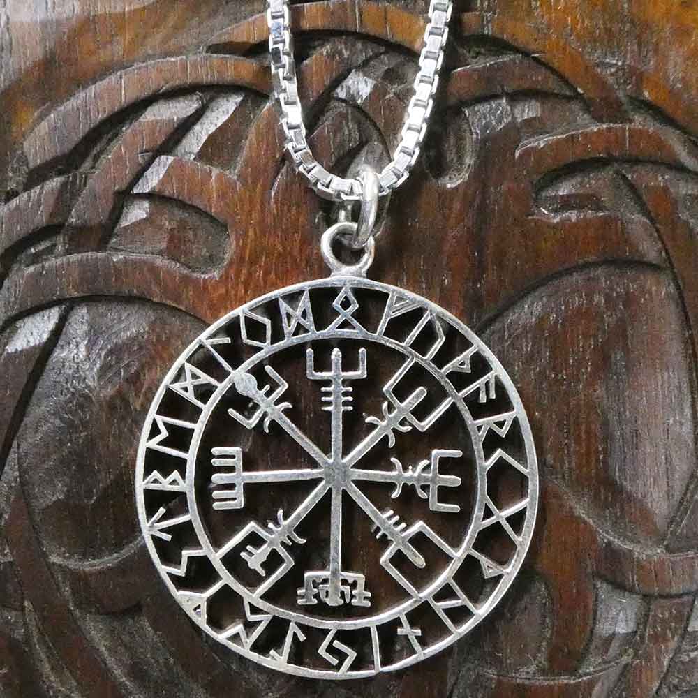 Wikinger Kompass Schmuck Silberkette