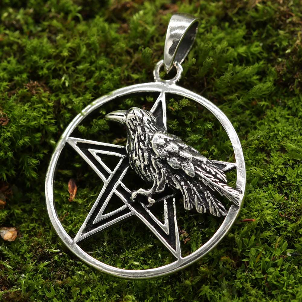 Hexenstern Kettenanhänger Wicca Silber Pentagramm