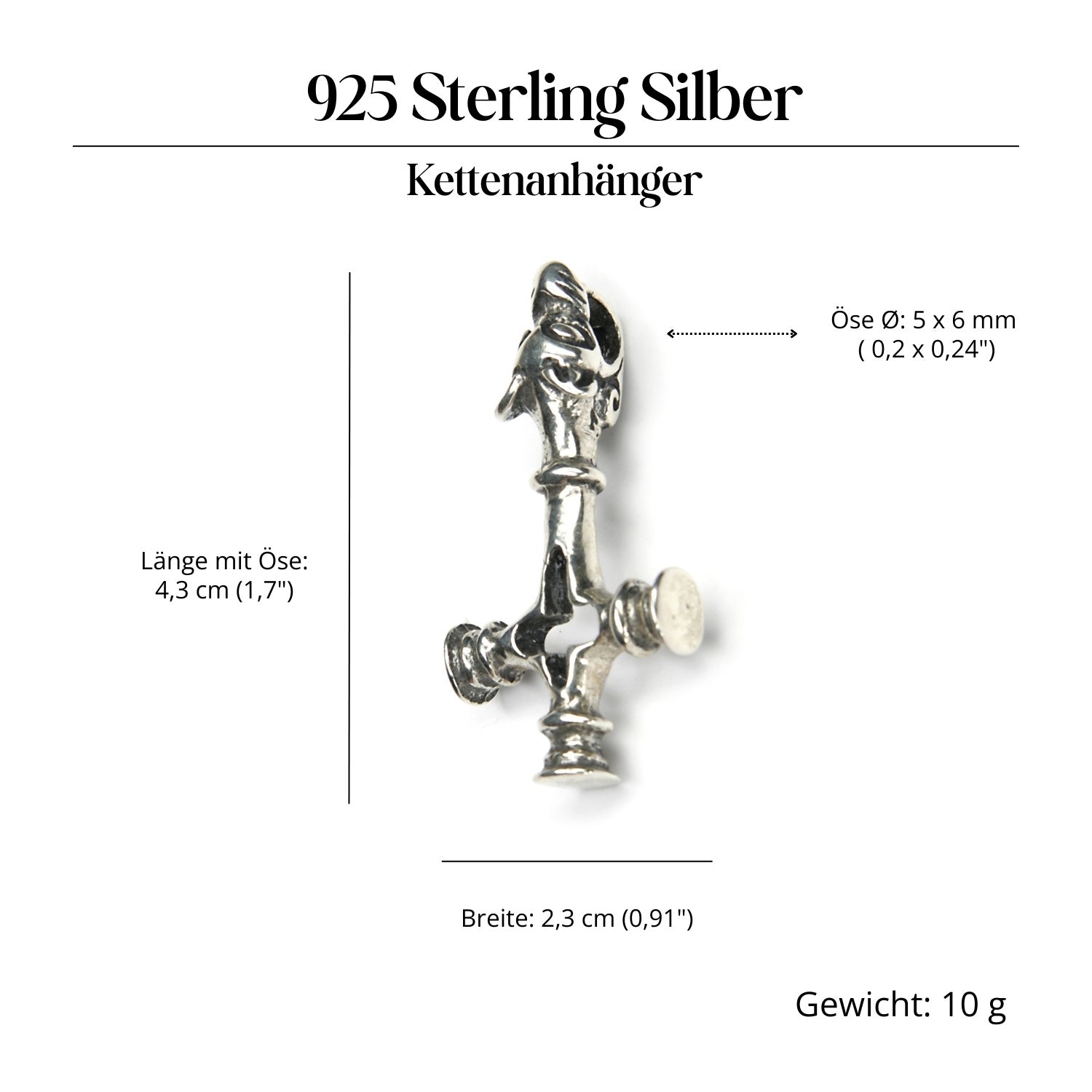 Wolfskreuz Silberschmuck Anhänger 925 Sterlingsilber massiv