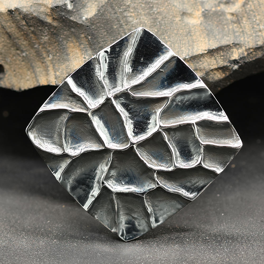 Designer Silberanhänger viereckig drachenschuppen 925 SterlingSilver