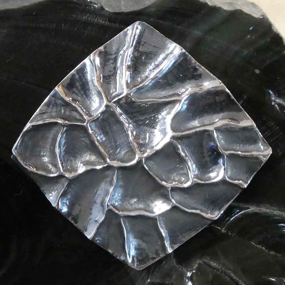 Designer Silberanhänger viereckig drachenschuppen 925 SterlingSilver