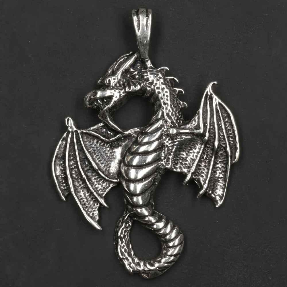 Drache mit Flügel 925 Silber Kettenanhänger ausgefallener Anhänger Luftdrache