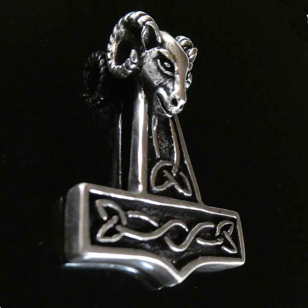 Thorshammer Widder gehörnter Mjölnir Anhänger Silber