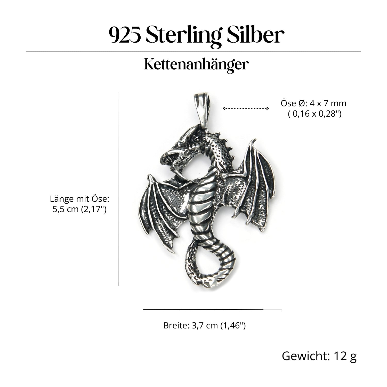 Drache Silberschmuck Anhänger 925 Sterlingsilber massiv