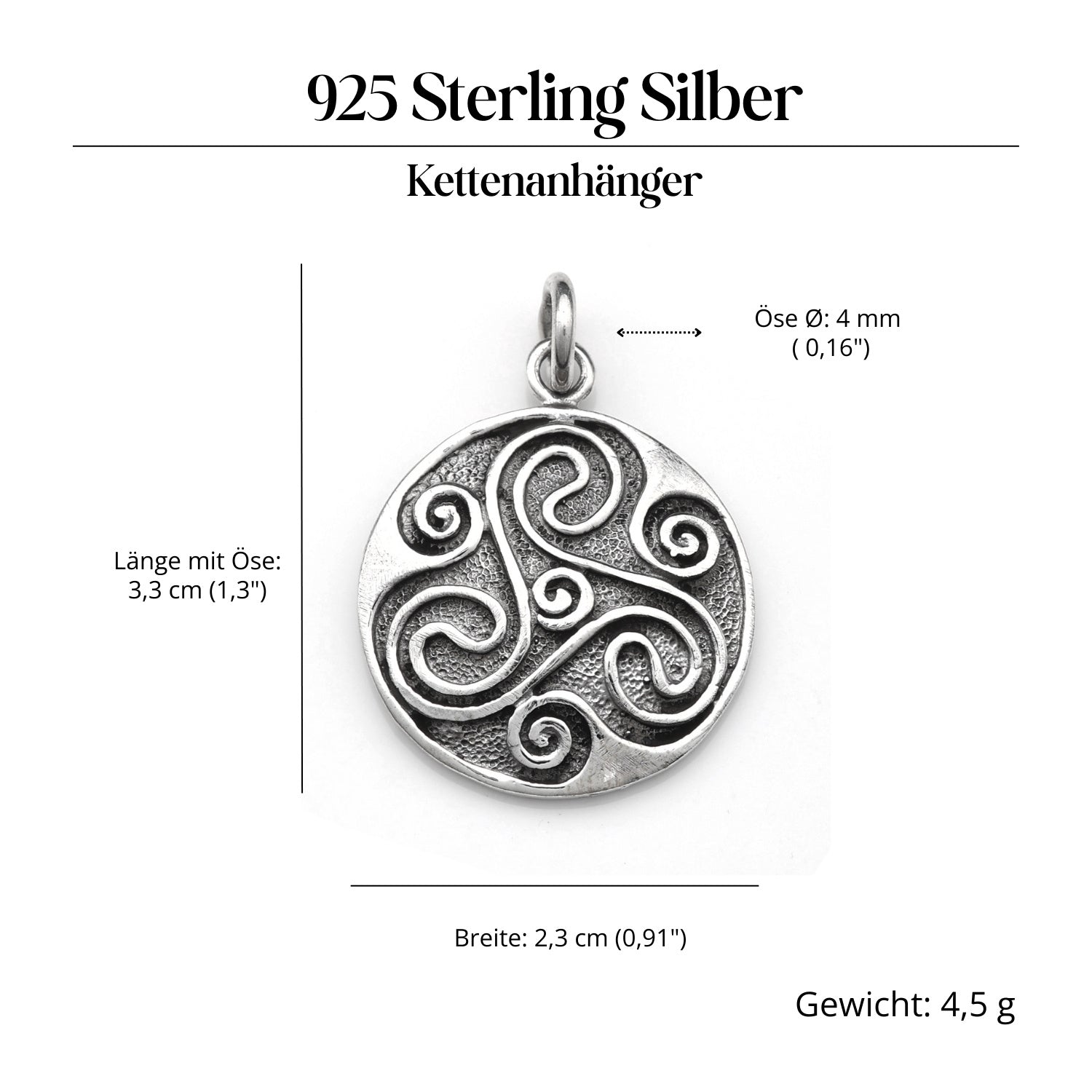 Triskel Silberschmuck Anhänger 925 Sterlingsilber massiv