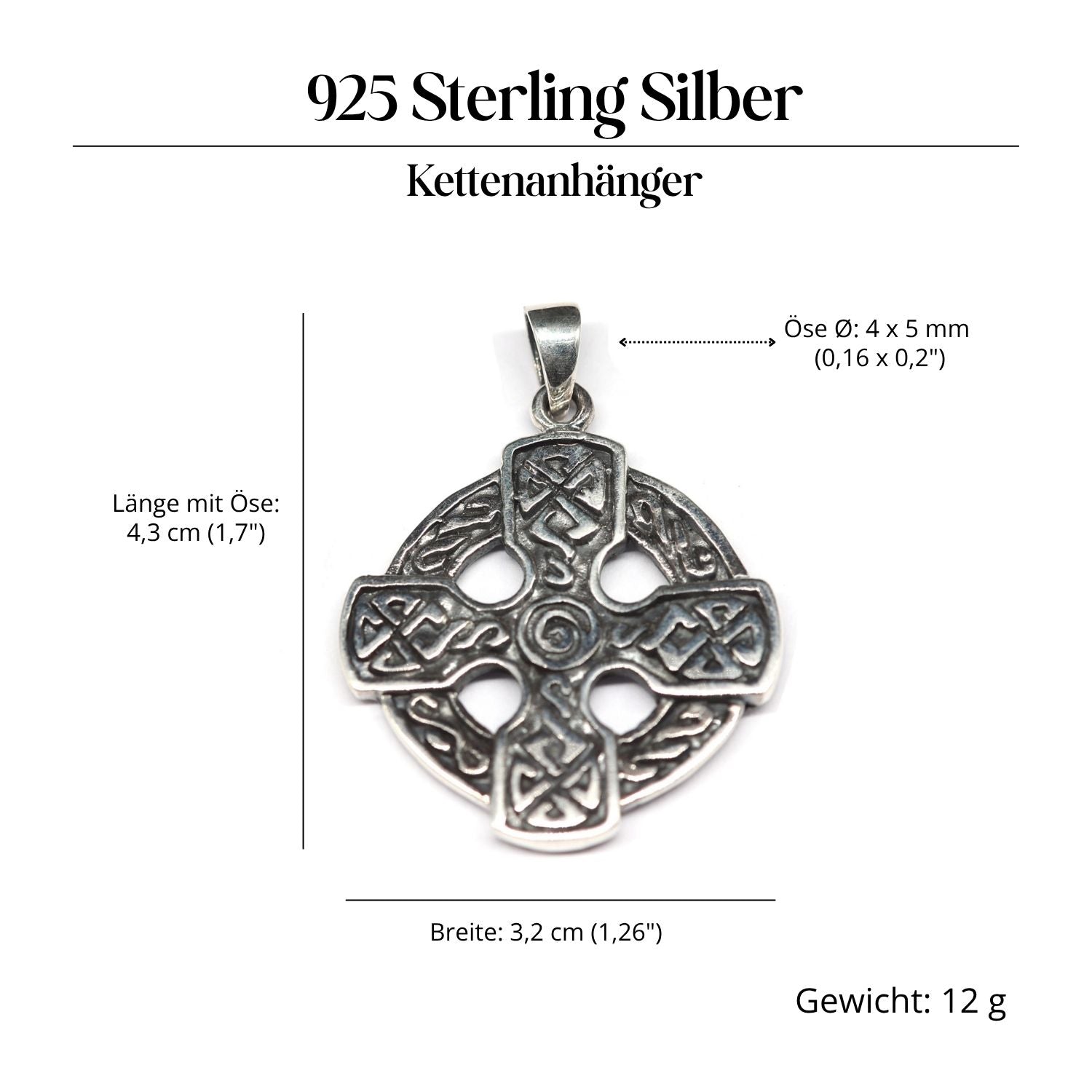 Keltisches Kreuz Schmuck Spirale Anhänger Keltenkreuz aus Silber 925