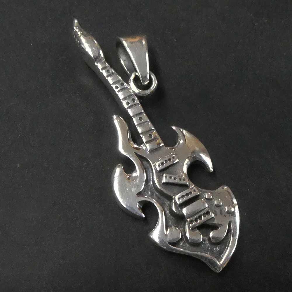 E-Bass Silber Anhänger Gitarrist Musiker Schmuck 925 Silber