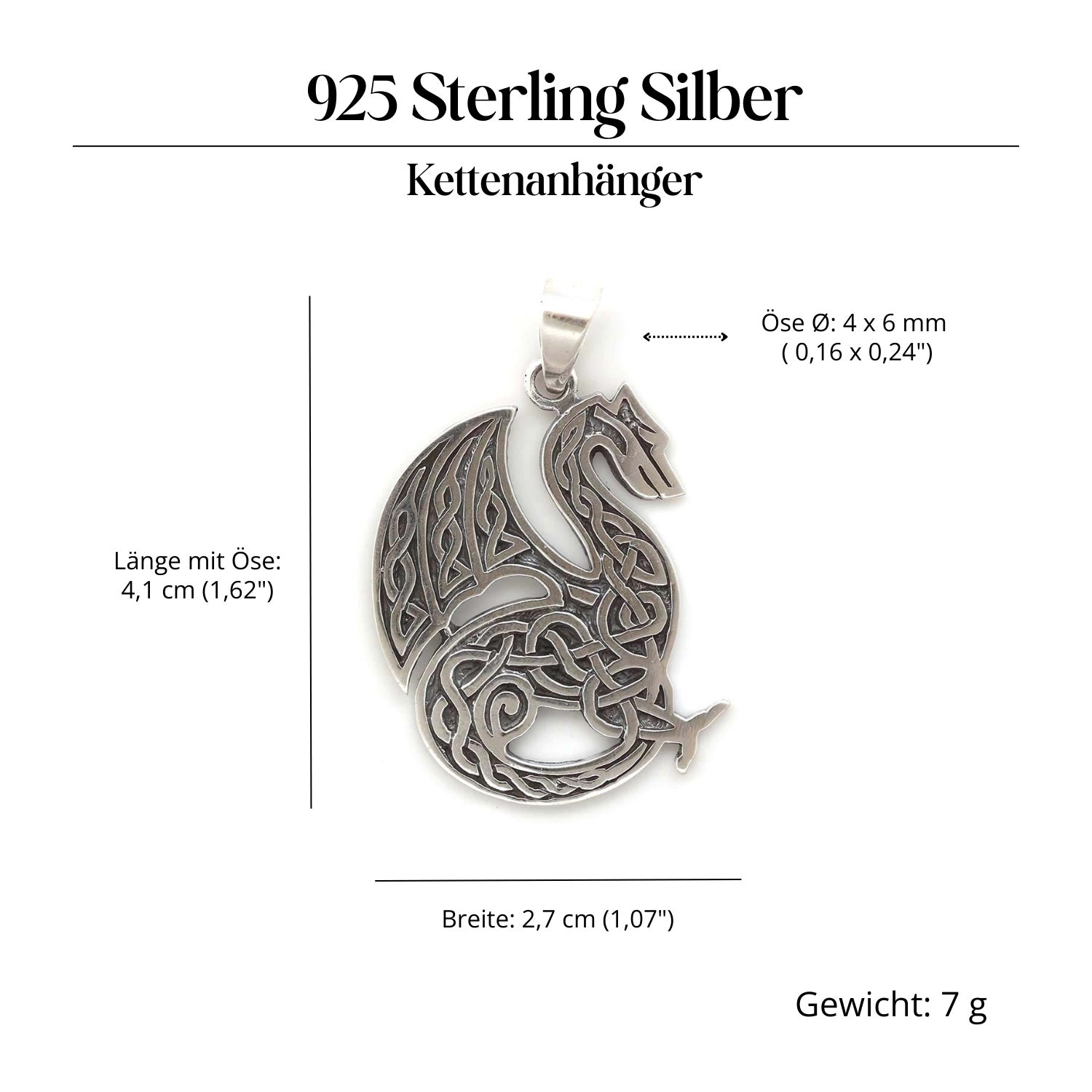 Drachen Silberschmuck Anhänger 925 Sterlingsilber massiv