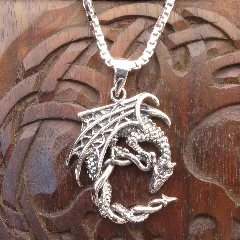 Drachen Kettenanhänger Silber