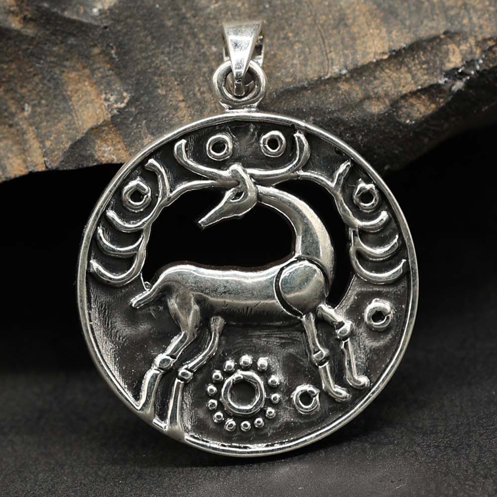 Hirsch Anhänger keltisch 925 Silber Schmuck Kettenanhänger magisch