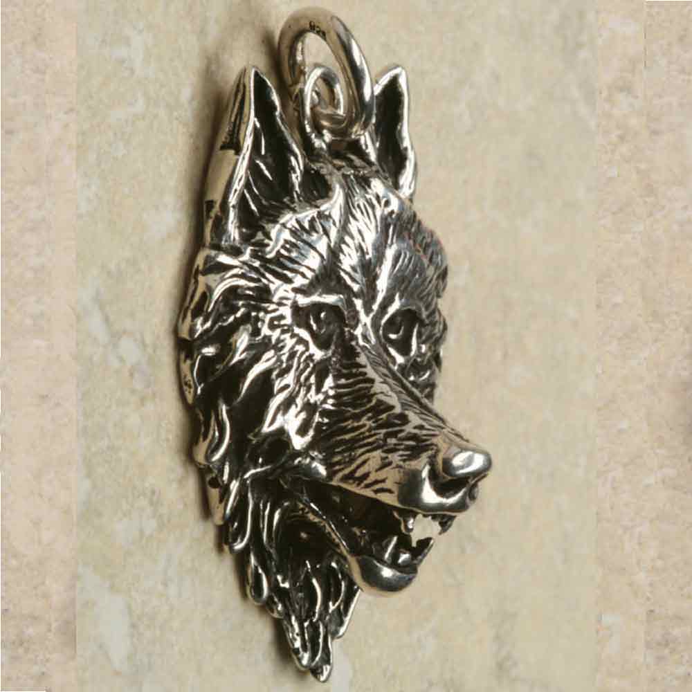 Wolfskopf Silber Anhänger