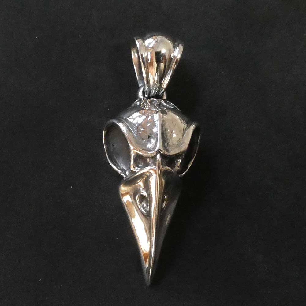 Eindrucksvoller Rabenschaedel Kettenanhaenger 925 Silber