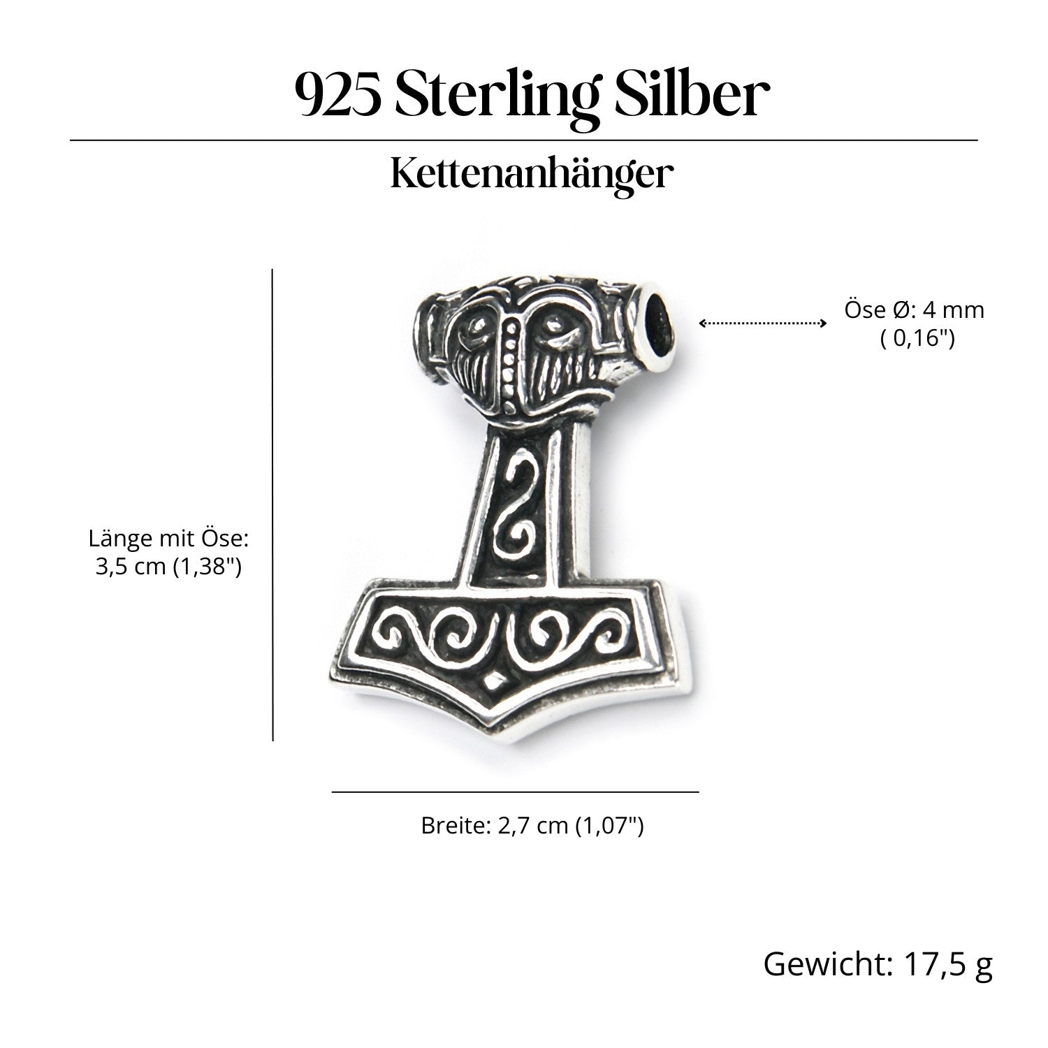 Thors Hammer Schmuck Anhänger aus Silber 925 Silber