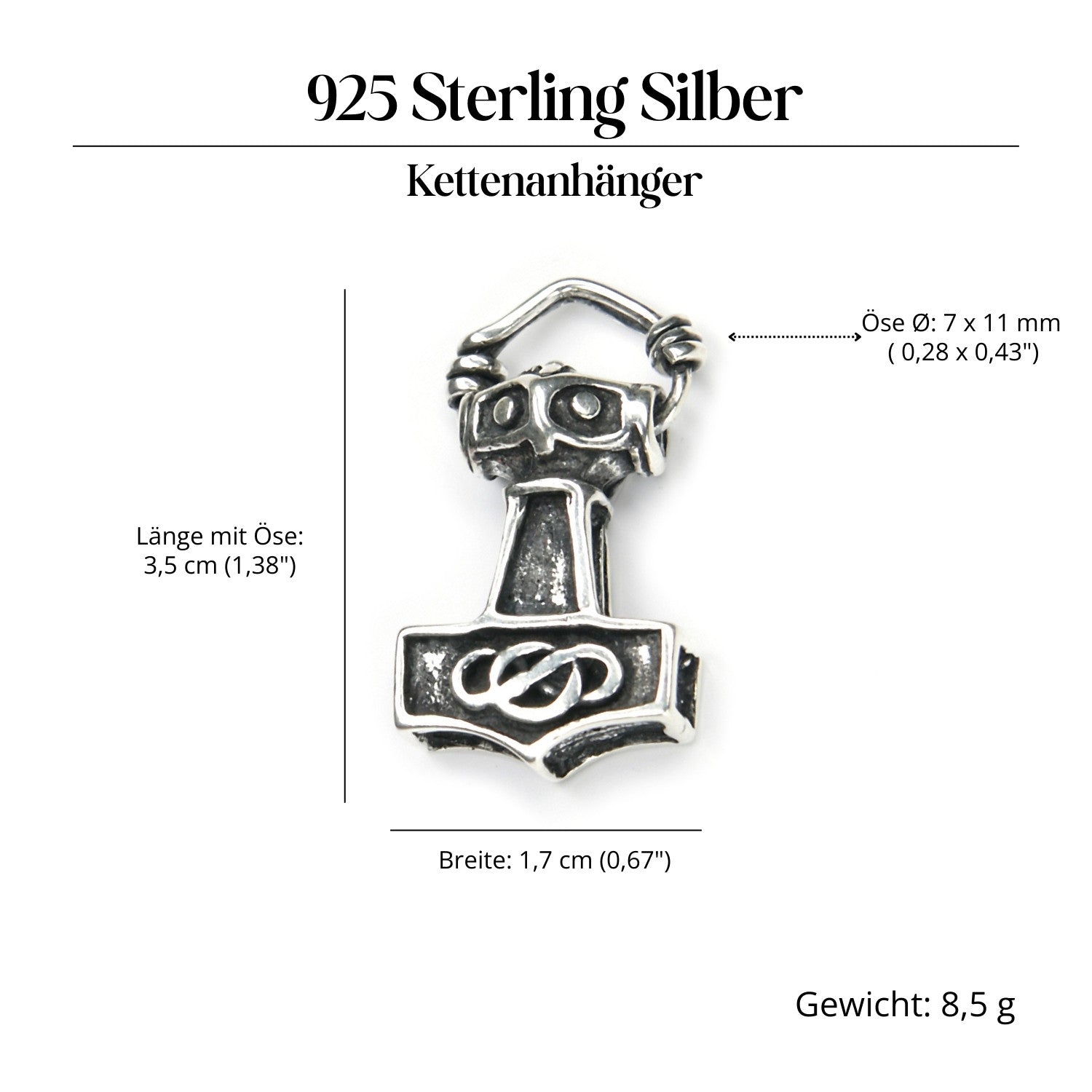 Thorshammer Silber Schmuck Kettenanhänger 925 Silber