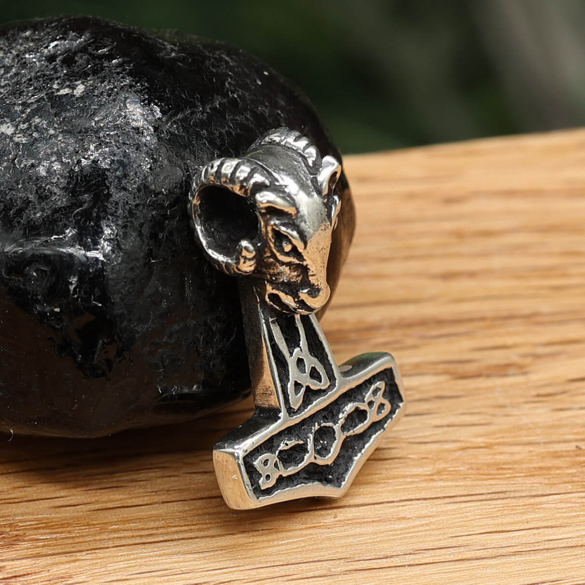 Thor's Hammer Jewelry Ram's Head Silver Pendant 925 Silver