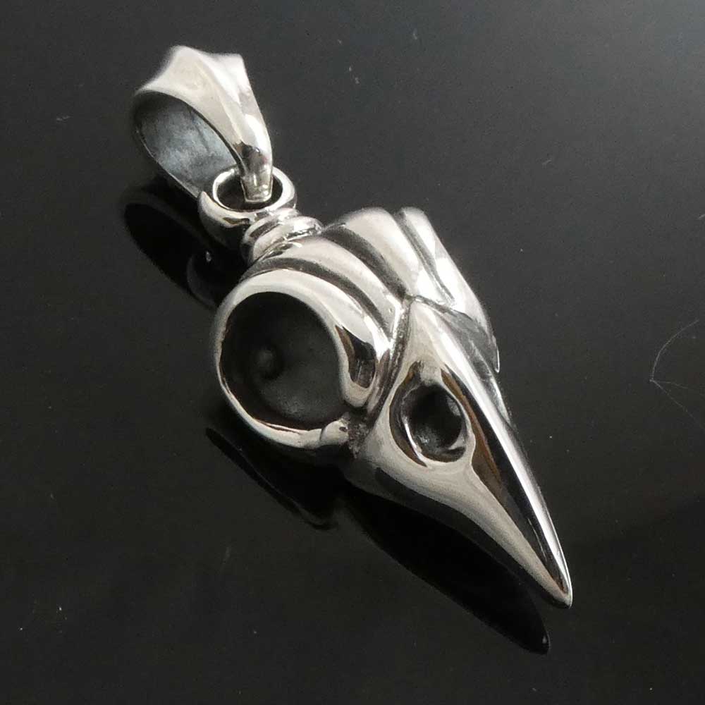 Raben Schädel 925er Silber Anhänger Gothic Silberschmuck Skull skuril