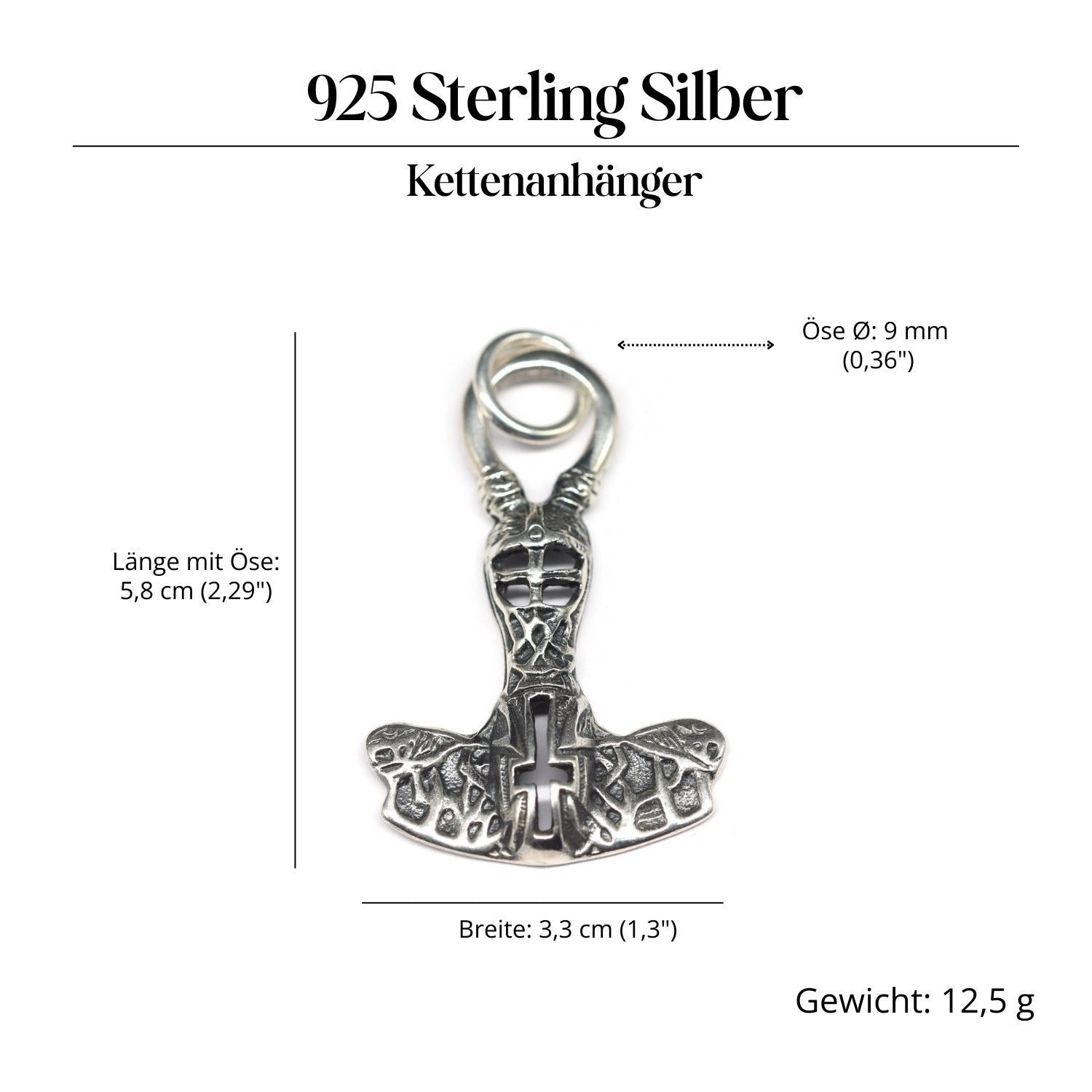 Thorshammer Schmuckanhänger 925-er Silber Amulett