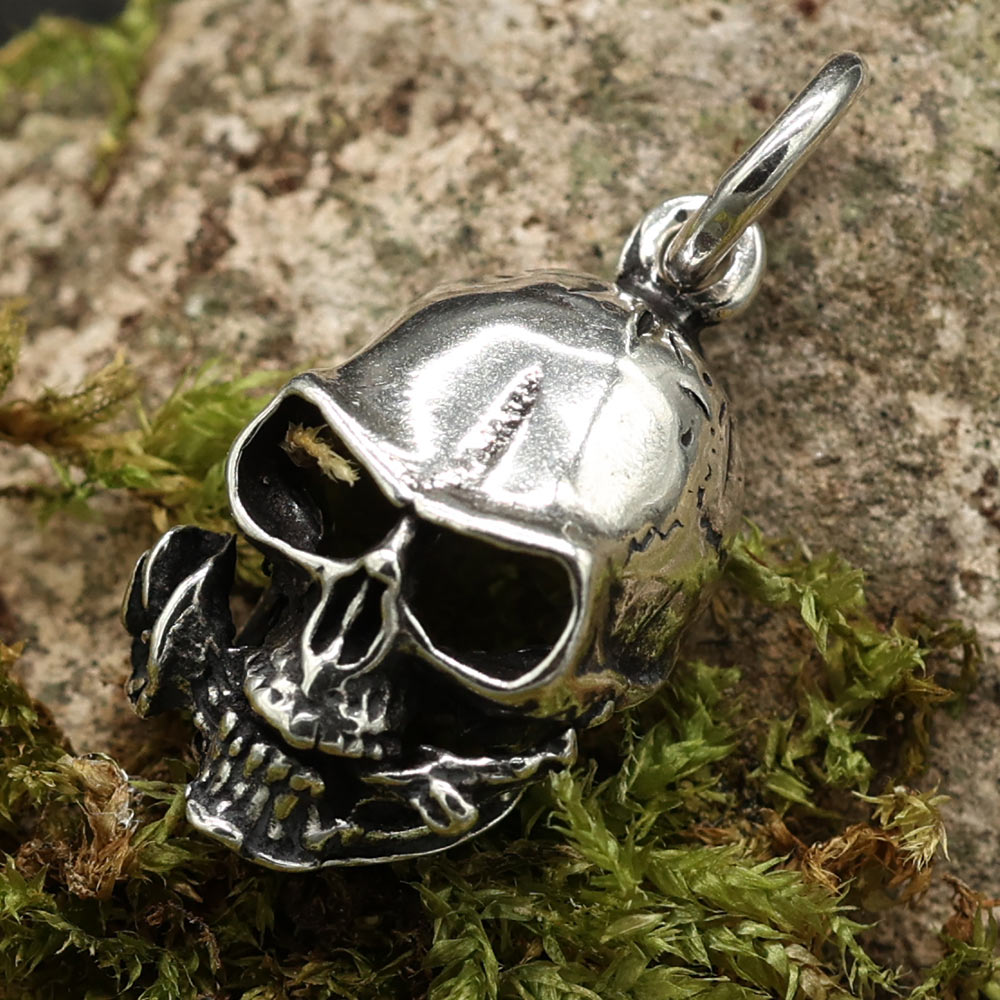 Totenkopf Anhänger 925er Silber Rose Gothic Schmuck