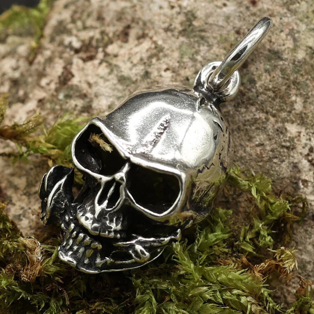 Totenkopf Anhänger 925er Silber Rose Gothic Schmuck