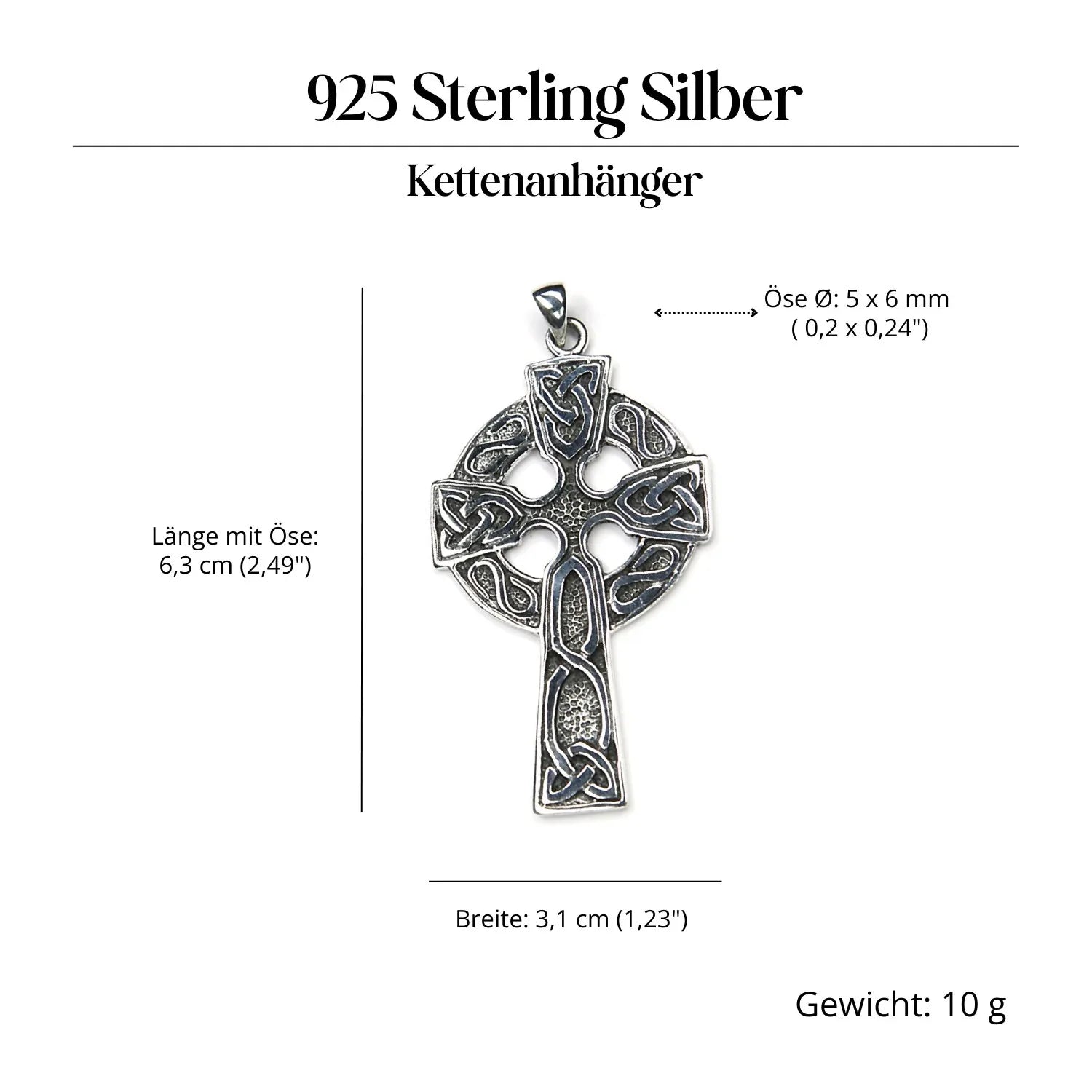 Keltisches Kreuz Silberanhänger massives Sterlingsilber ausgefallenes Design